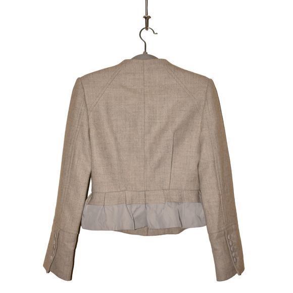 BCBGMAXAZRIA $298 Button Accent Wool Peplum Jacket in Gray Small - Picture 2 of 4
